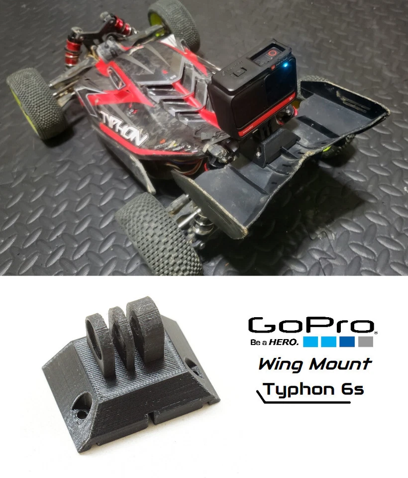 Wing Mount for Action Cam GoPro & Insta360 One R on Arrma Typhon 6s 1/8 Buggy - Image 1 of 3