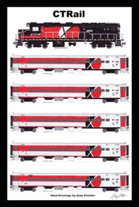 Cartel enmarañado CT Rail Commuter Train 12""x18"" firmado por Andy Fletcher - Imagen 1 de 1