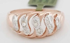 GENUINE DIAMOND DOME STYLE RING 10K ROSE GOLD - Free Certificate Appraisal - Picture 1 of 7