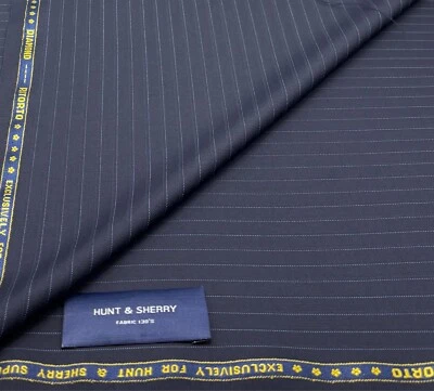 Blue Striped Super 150s Wool Blend Fabric Suiting Thobes Dishdasha 3.50m x 1.50m - Image 1 of 4