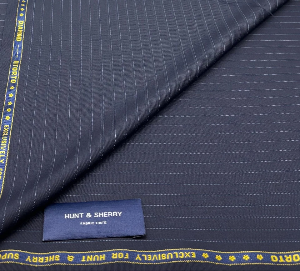 Blue Striped Super 150s Wool Blend Fabric Suiting Thobes Dishdasha 3.50m x 1.50m - Image 1 of 4