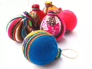 6 campanas tejidas a mano de árbol de Navidad - bolas Perú - Imagen 1 de 5