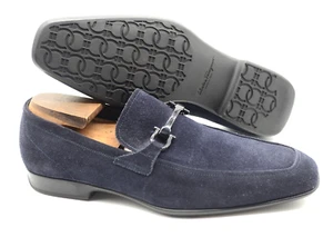 Men's Salvatore Ferragamo 'Gancini Bit' Blue Suede Leather Loafe Size US 11 - D - Picture 1 of 7