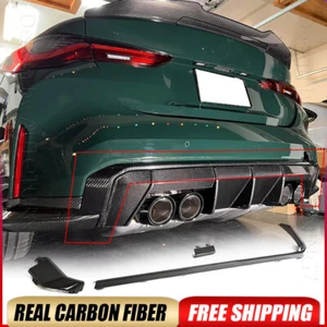For BMW M3 G80 M4 G82 G83 2021UP DRY Carbon Rear Bumper Lip Diffuser Strip Trim - Picture 1 of 18