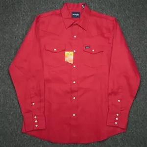 Wrangler Shirt Mens Large Red Pearl Snap Western Long Sleeve Cowboy Cut NWT - Picture 1 of 8