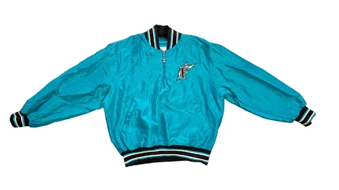 Vintage Florida Marlins 1990s 1/4 Zip Starter Jacket Light Windbreaker Men's M Cover