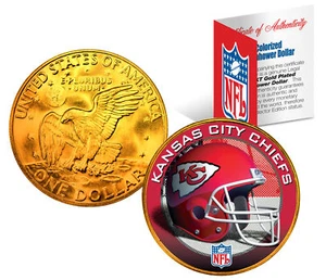 KANSAS CITY CHIEFS NFL 24K Gold Plated IKE Dollar US Coin * NFL LICENSED * - Picture 1 of 1