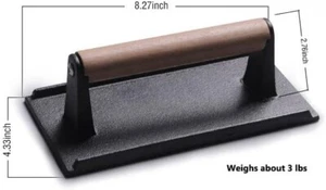 Bacon Press - Heavy - Duty Cast Iron Grill Press Meat Press Steak Grill Weight B - Picture 1 of 4