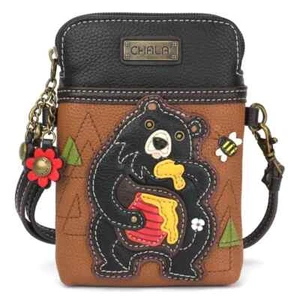 NUEVO BOLSO BANDOLERA BOLSO CHALA MARRÓN OSO NEGRO TELÉFONO CELULAR ABEJA MIEL - Imagen 1 de 6