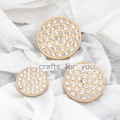 6PCS METAL SHANK BUTTONS ROUND RHINESTONES 18MM-25MM SEWING CRAFTS CLOTHING DIY - Image 1 of 4