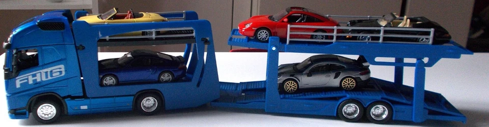 BISARCA VOLVO FH16 1/43 BURAGO PLASTICA + 5 AUTOVETTURE NO POLITOYS, MEBETOYS - Immagine 1 di 4