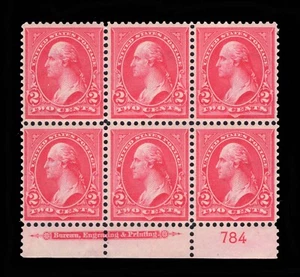MOMEN: US STAMPS #267 BLOCCO DI 6 TARGHETTE INTATTE OTTIME CONDIZIONI LOTTO NH #94311 - Foto 1 di 2