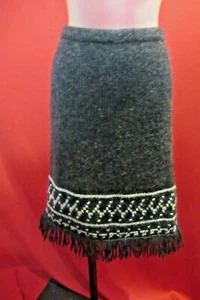 FREE PEOPLE Gray wool blend Fringed Skirt Large - Picture 1 of 4