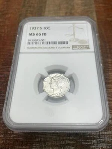 1937 S 10C Mercury Dime ~ NGC MS66 FB - Picture 1 of 4