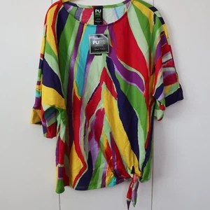 NWT Pure Essence Urbanology Colorful Short Sleeve Shirt Size Large - Picture 1 of 10