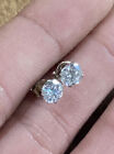 Sterling Silver 925 Clear Round Pronged Cubic Zirconia CZ Stud Earrings B211