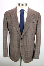 ISAIA Mens Brown Red Plaid Wool Suit 44 R (54 EU) Musa Trim Fit NWT $4995