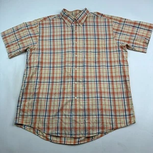 L.L. Bean Mens Large Multicolor Plaid 100% Cotton Short Sleeve Shirt - Picture 1 of 8
