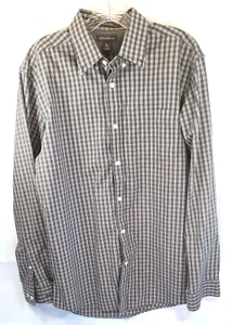 Eddie Bauer Shirt Mens Medium Gray Plaid Long Sleeve Button Down Casual Flannel - Picture 1 of 14