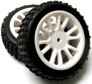 85024 White Rear Wheels / Tyres Complete x 2 1/16 HSP Parts - Picture 1 of 1