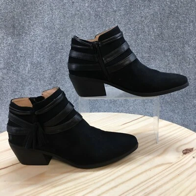 LifeStride Boots Womens 9.5 M Paloma Tassel Casual Zip Ankle Bootie Black Fabric - Image 1 of 4