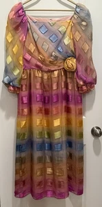 Vintage 80s Diane Dickinson for Gentillesse Silk Dress Size S/M - Picture 1 of 6