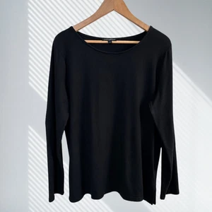 mario serrani italy women’s black stretch long sleeve knit top size large - Picture 1 of 5