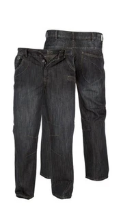 D555 SOFT COTTON VINTAGE WASH BLACK STRAIGHT LEG JEANS WITH STITCHING DETAILS (E - Bild 1 von 3