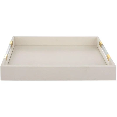 Uttermost 18060 Wessex White Faux Shagreen with Acrylic and Brass Tray - Image 1 of 4
