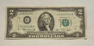 1976 G Series $2 DOLLAR BILL. Excellent Condition. Special Serial Number - Picture 1 of 3