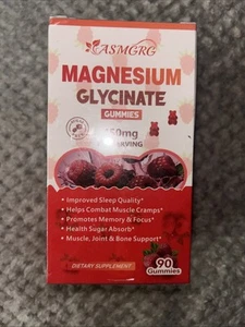 Magnesium Glycinate Gummies 450mg - 90 Vegan Gummies Sugar Free Magnesium - Picture 1 of 8