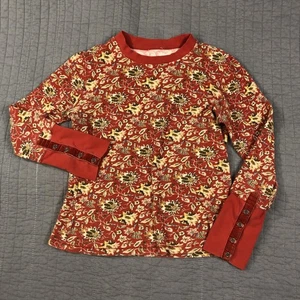 Camisa Sundance Mujer Mediana Roja Floral Tejida Térmica Top Terciopelo Puño Botones - Imagen 1 de 23
