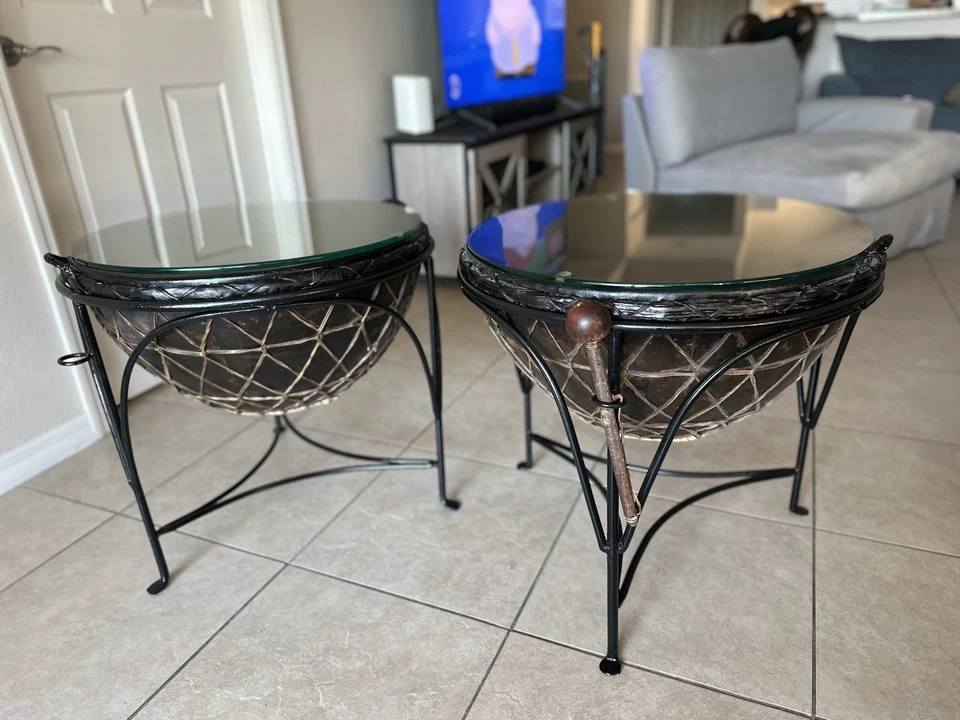 Mesas de tambor Djembe tradicionales africanas, madera artesanal y cuerda afinadas Foto 1 de 4