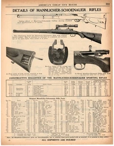 1937 Print Ad of Mannlicher Schoenauer Sporting Rifle Details & Parts List - Picture 1 of 3