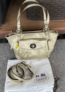 NWT COACH Small Leah Tote Metallic Gold Leather Purse Crossbody Bag 13171 - Picture 1 of 7