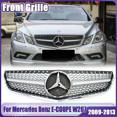Chrome Silver Grill For Mercedes Benz E-Class Coupe 2D 09-13 E250 E350 E500 E550 Foto 1 de 4