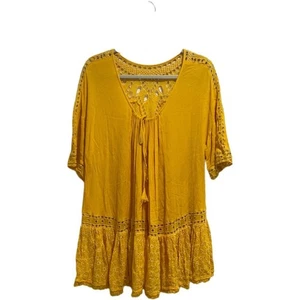 Free People Boho Mini Yellow Dress - Picture 1 of 16