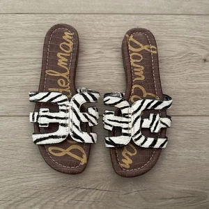 Sam Edelman Bryna Zebra Print Leather Flat Sandals Women's 7.5M - Picture 1 of 6