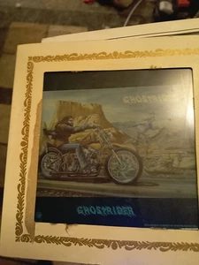 Vintage GHOSTRIDER Mirror Art 8" x 8" Awesome Graphics Biker Carnival Prize - Picture 1 of 1
