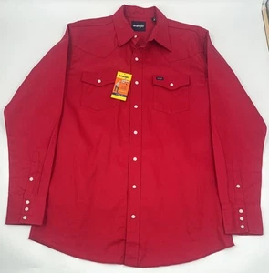 Vintage Red Wrangler Cowboy Cut Western Shirt Mens Large Pearl Snap Sz LT NWT - Picture 1 of 13
