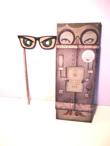 Lot/2 A wooden stick mask-There Was an Old Lady Who Swallowed a Fly book-NEW-VTG - Picture 1 of 11