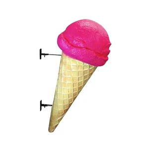 Wall Mounted Strawberry Ice Cream Waffle Cone for Advertising Sign - Picture 1 of 4