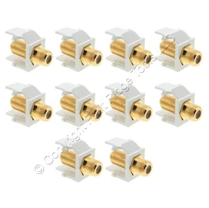 10 Leviton White Quickport Gold Coaxial Cable Connector Jacks 40831-W - Picture 1 of 6