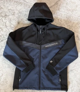 New Balance Men’s Black Navy Full Zip Hooded Soft shell Fleece Lined Jacket-L  - Picture 1 of 5