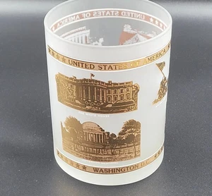Vintage Washington D.C. Frosted Souvenir Glass Gold Landmarks USA Decor - Picture 1 of 10