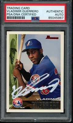 Vladimir Guerrero Montreal Expos Autographed 1995 Bowman Rookie Card #90 PSA/DNA - Image 1 of 2