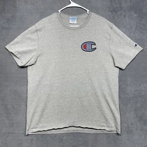 Champion Y2K Kurzarm T-Shirt grau Gr. XL bestickt Patch Retro - Bild 1 von 10