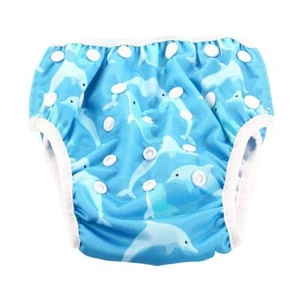 Reusable Swim Nappy Diaper Newborn Baby Toddler Swimming Unisex Boy Girl Dolphin - Picture 1 of 2