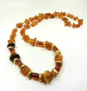 Designer Natur Bernstein Kette Butterscotch African Amber Trade Bead Necklace  - Bild 1 von 7