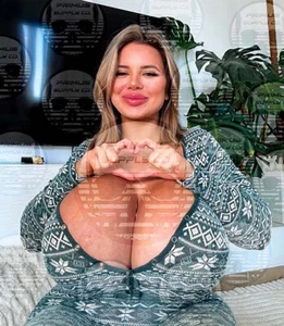 Super Busty German Model Posing in Xmas PJs 8x10 in Premium Glossy Photo Print A - Picture 1 of 1